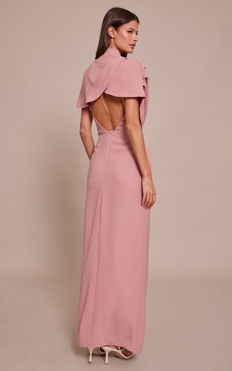 Blush Textured High Neck Pleated Maxi Dress image 2