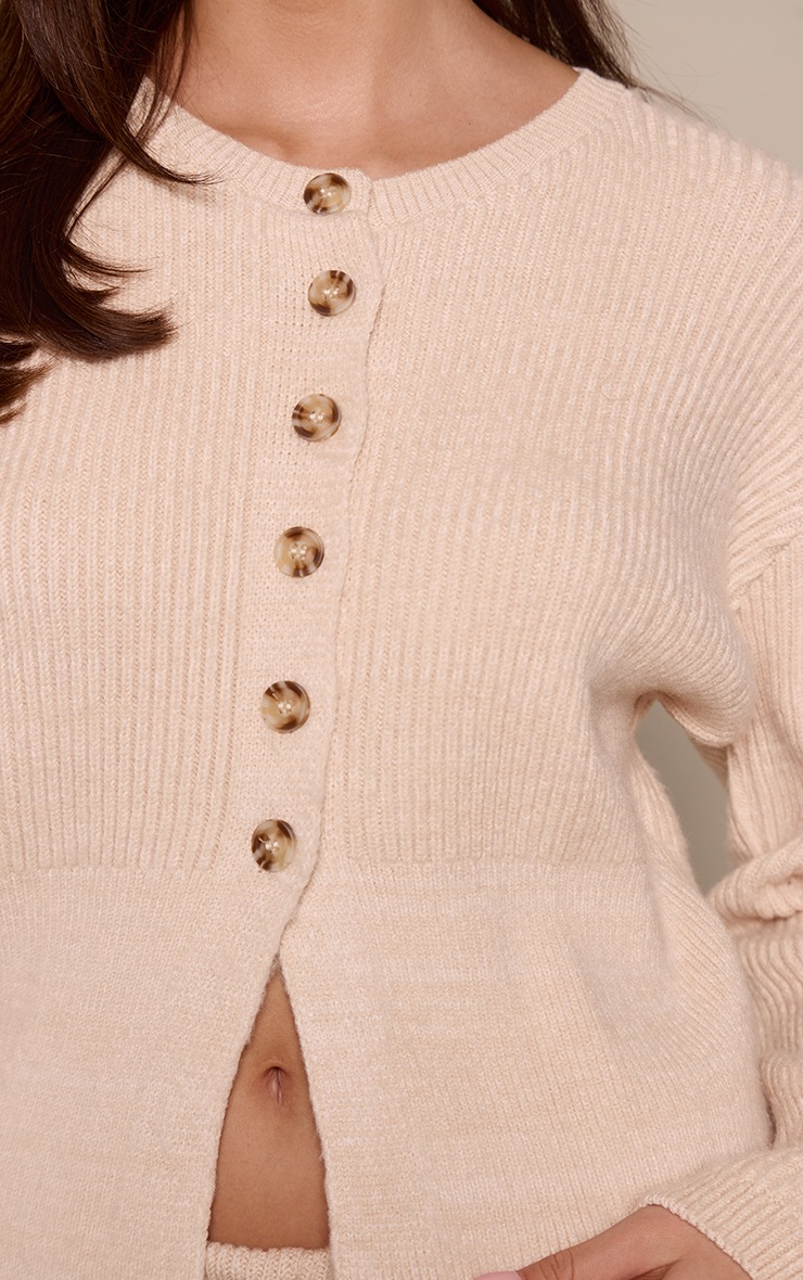 Oatmeal Cinched Waist Cardigan  image 4