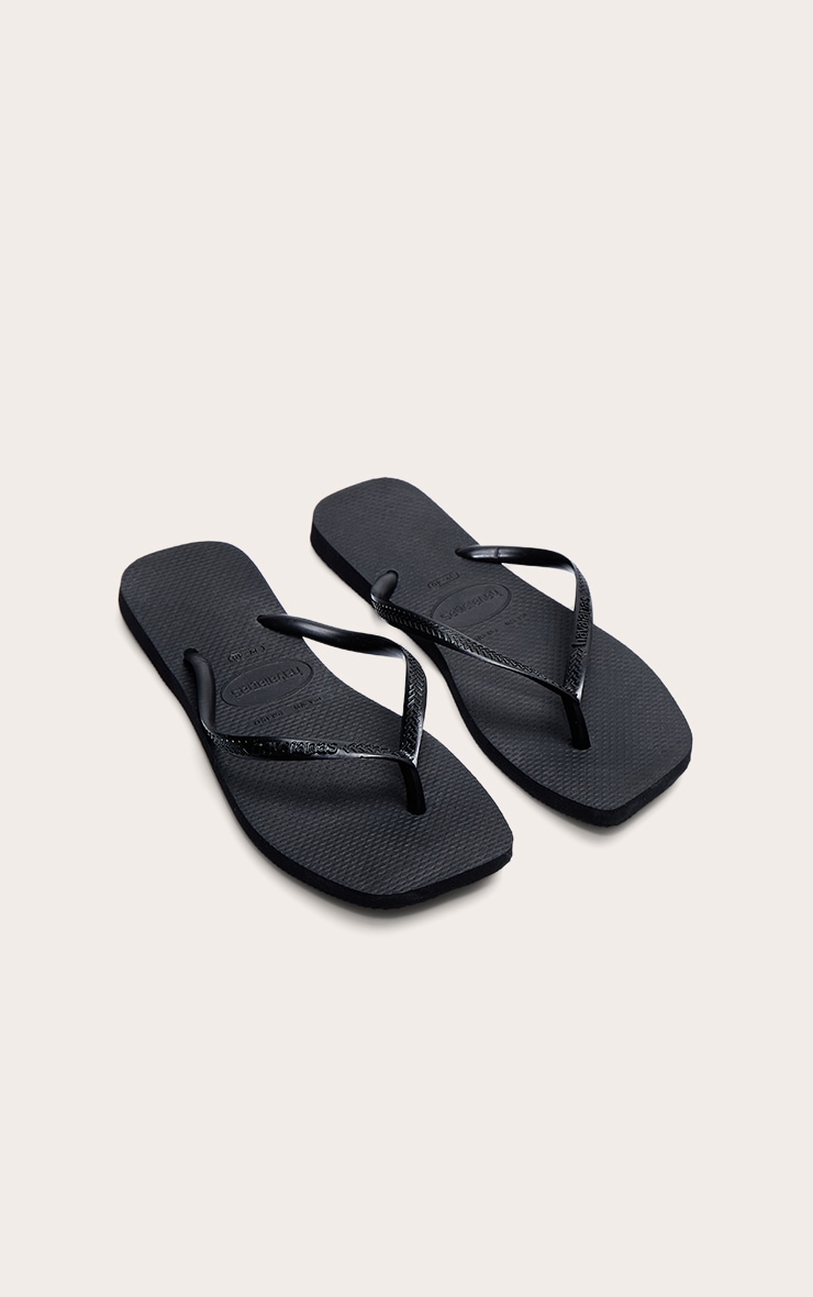 Black Havaianas Slim Square Flip Flops Footwear PLT KSA