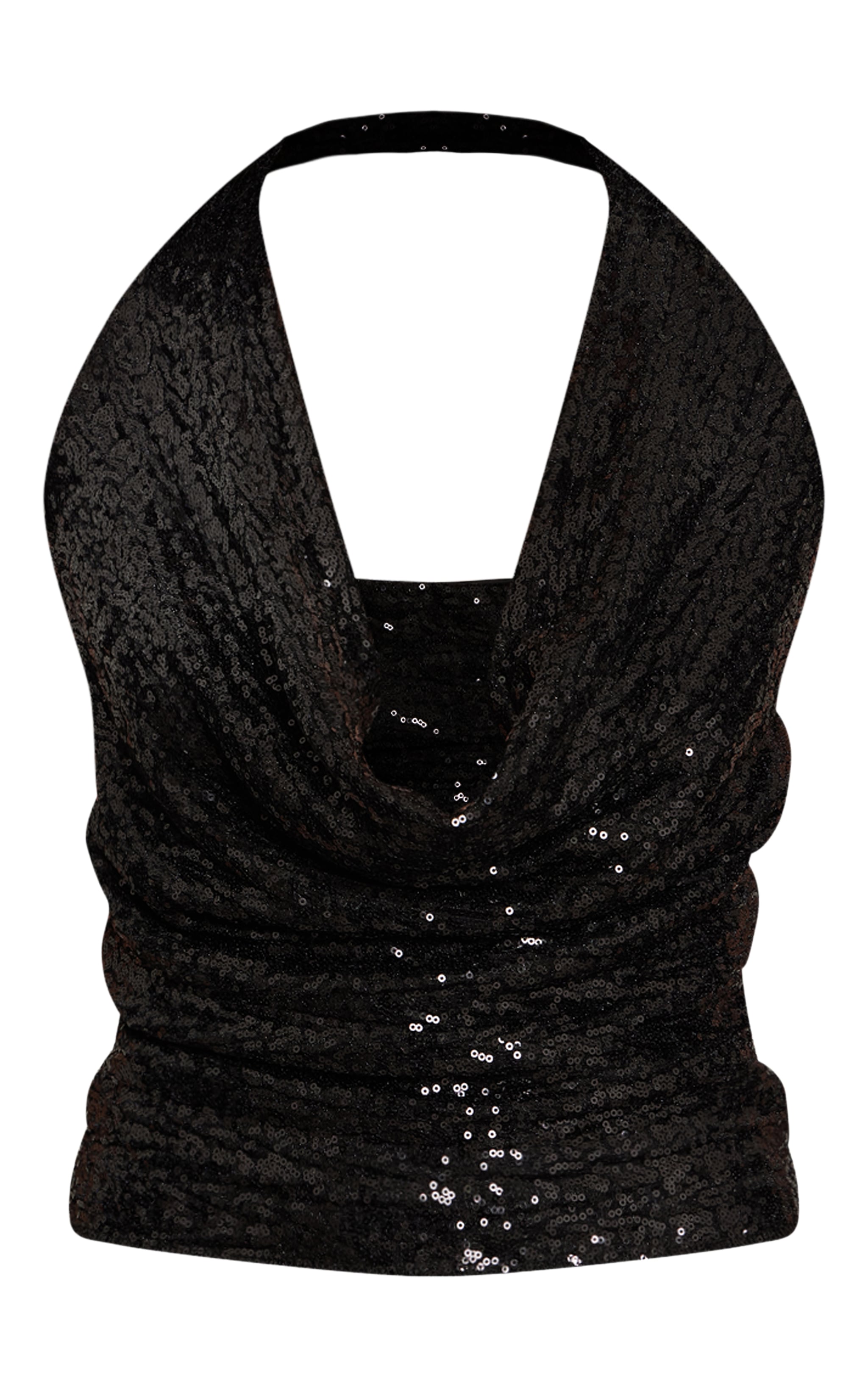Black Sequin Halter Neck Top image 5