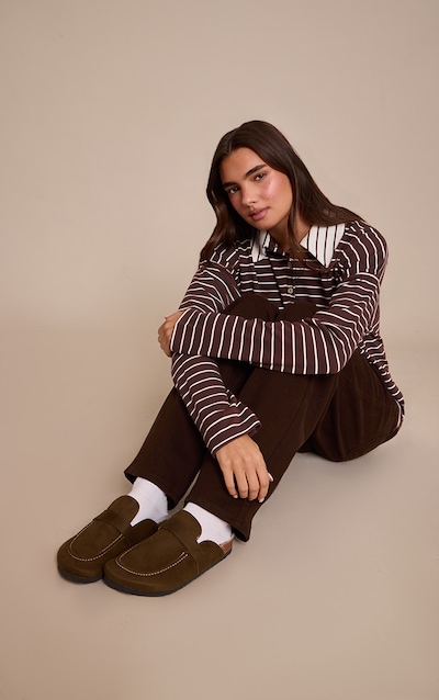 Olive Faux Suede Faux Fur Lined Mules