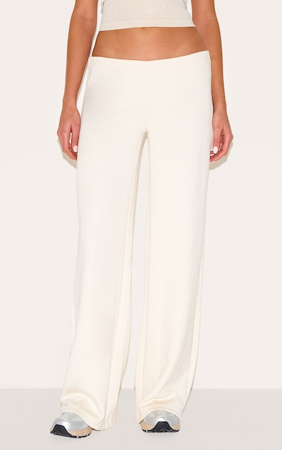 Pantalon large doux crème à taille basse