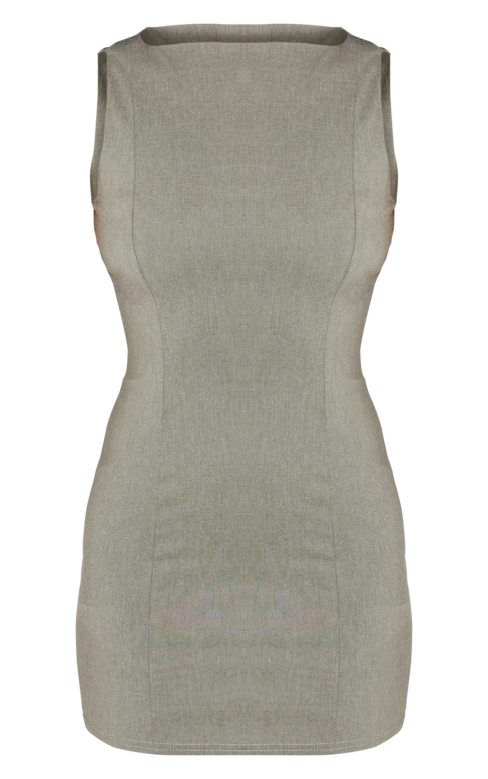 Khaki Stretch Woven Boat Neck Shift Dress image 5