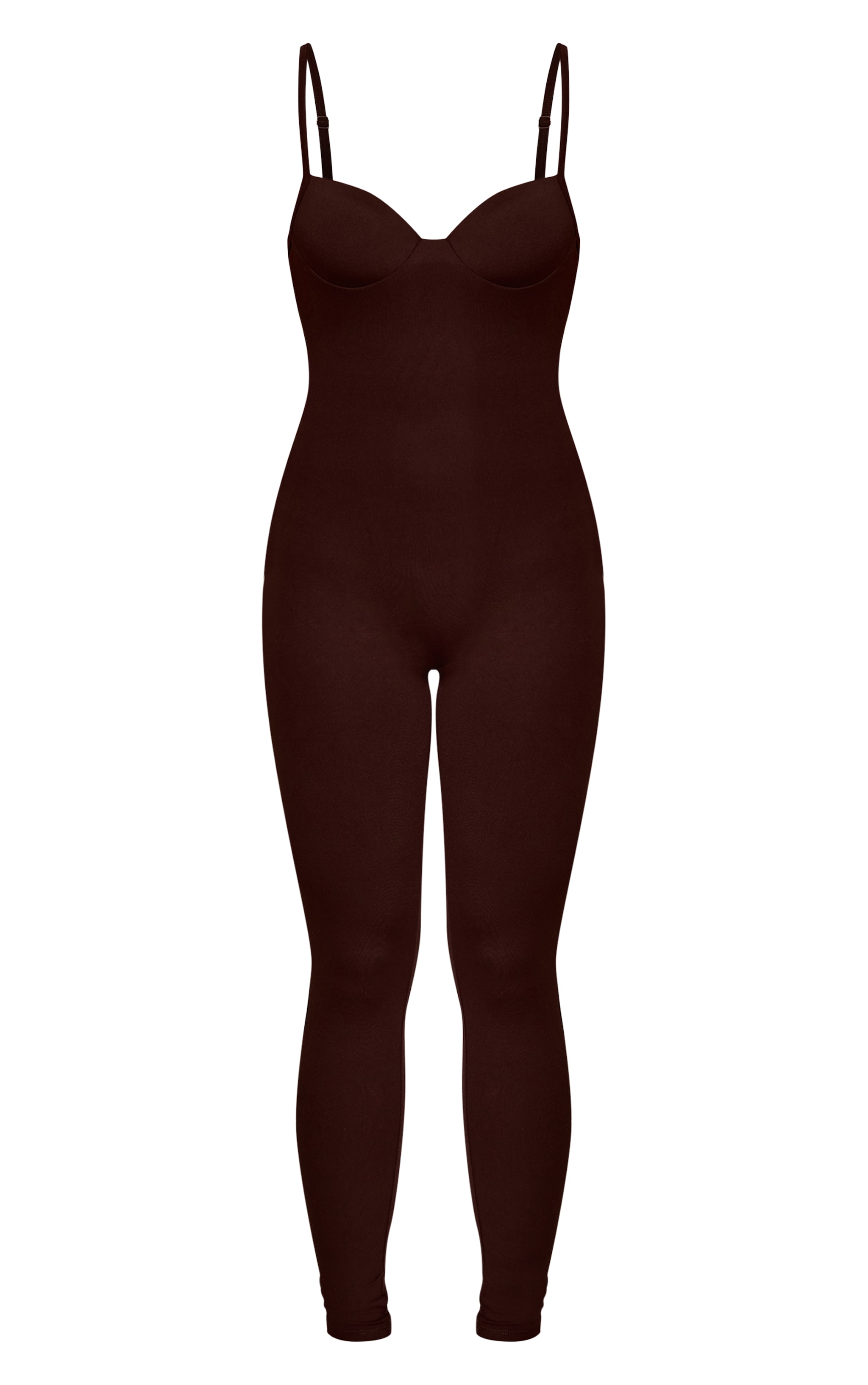 Chocolate Soft Touch Cup Detail Skinny Jumpsuit image 5