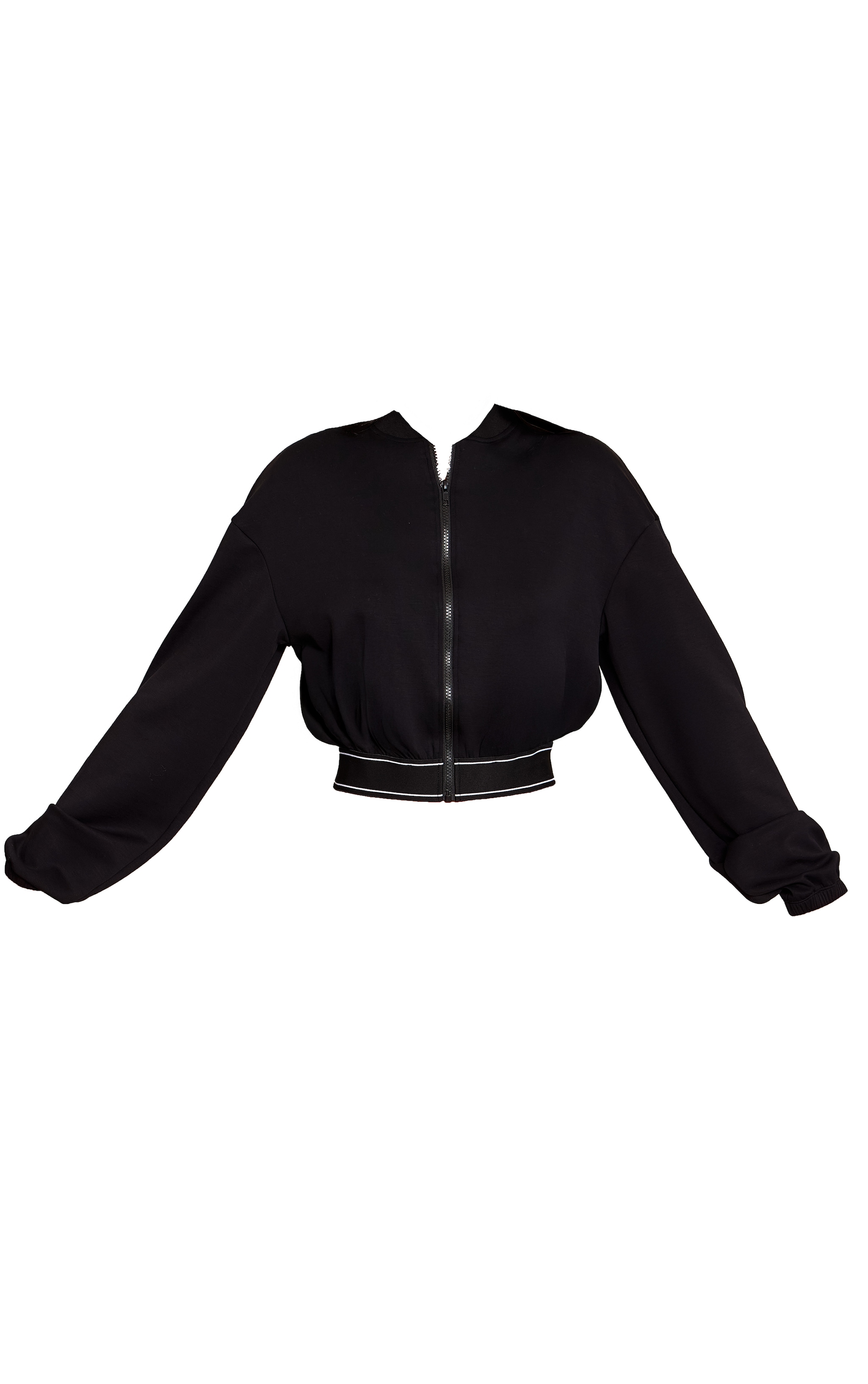 Tall PLT Black Soft Touch Elasticated Waist Bomber Jacket image 5