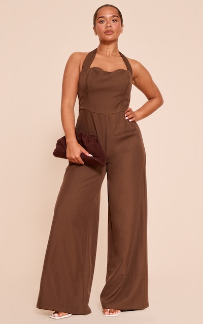 Shape Combishort de tailleur large café au lait à dos nu