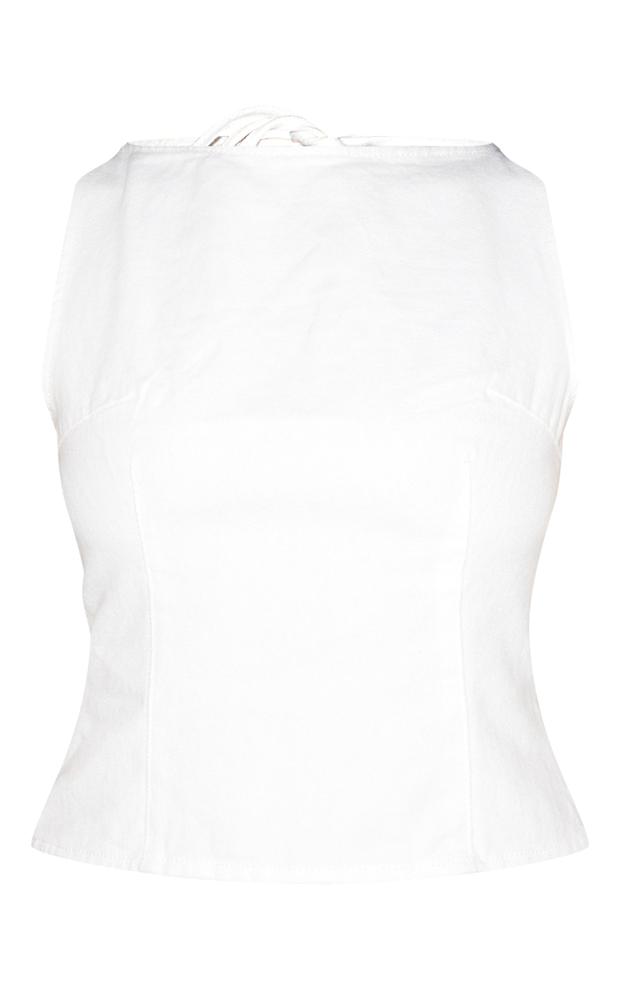 White Tie Back Twist Denim Top image 5