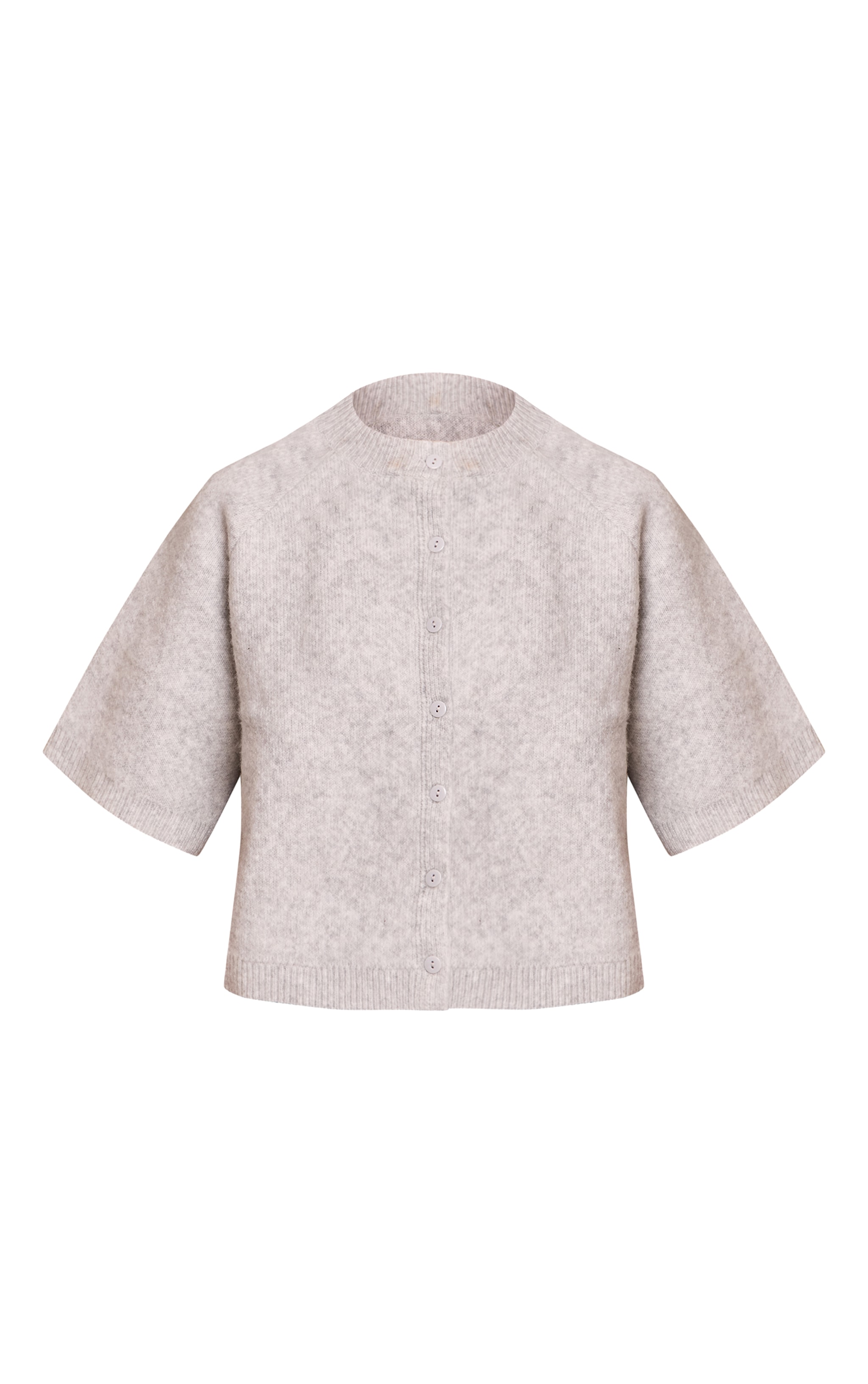 Cardigan en maille tricot douce grise à manches courtes image 5
