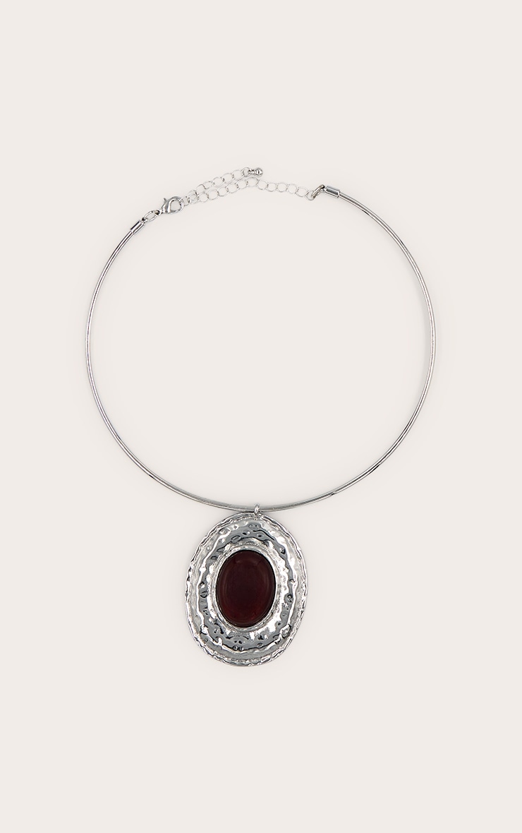 Silver Stone Center Statement Necklace image 2