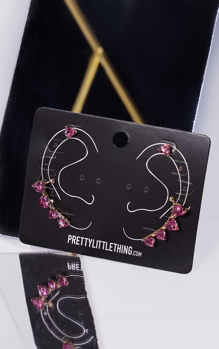 Pink Jeweled Heart Ear Cuff Twin Pack image 2