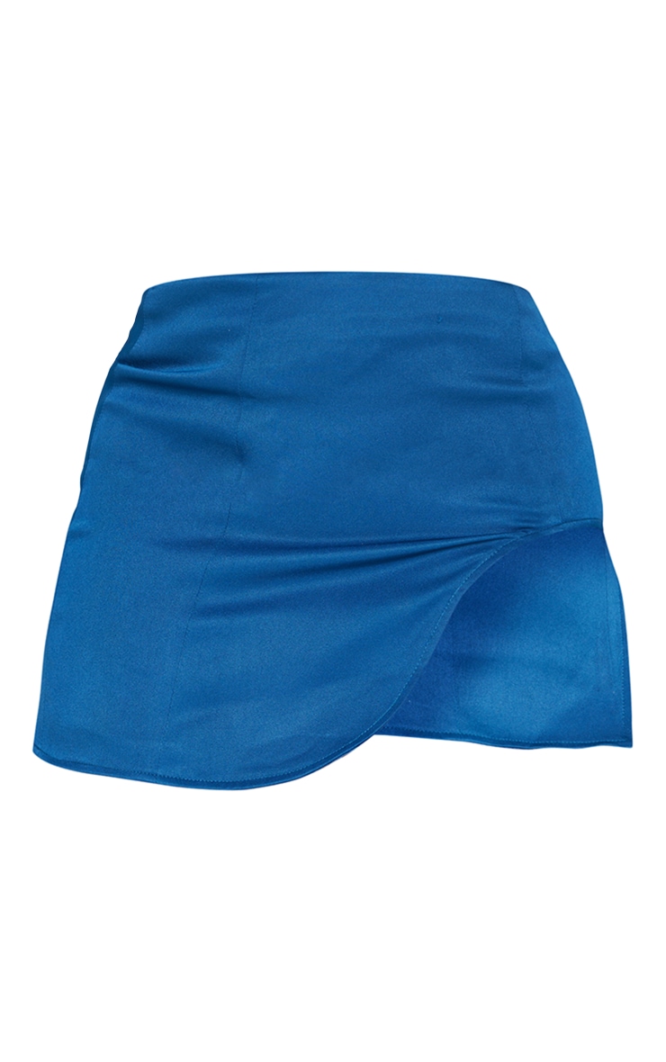 Petrol Blue Woven Curved Hem Micro Mini Skirt image 6