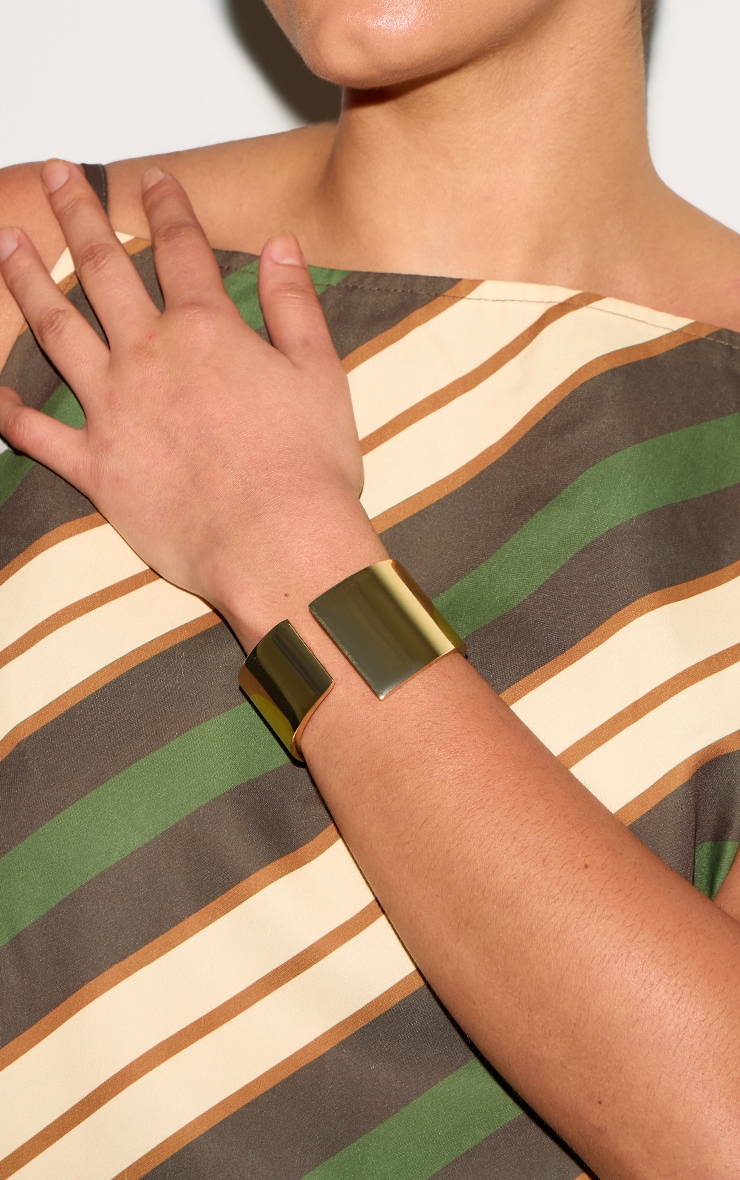 Plus Green Striped A-line Dress image 4