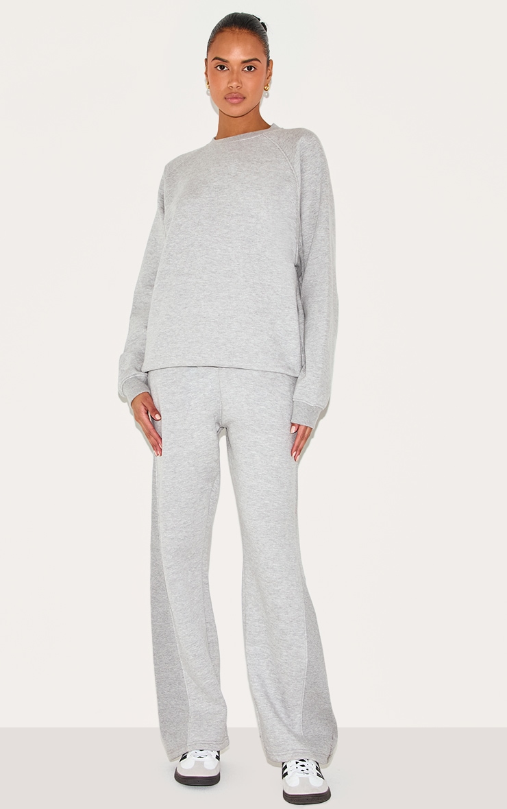 Ash Grey Panelled Rib Detail Oversized Sweatshirt image 3