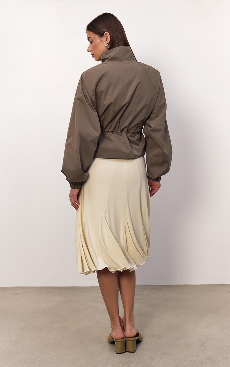 Cream  Slinky Exposed Seam Detail Midi Skirt  image 4