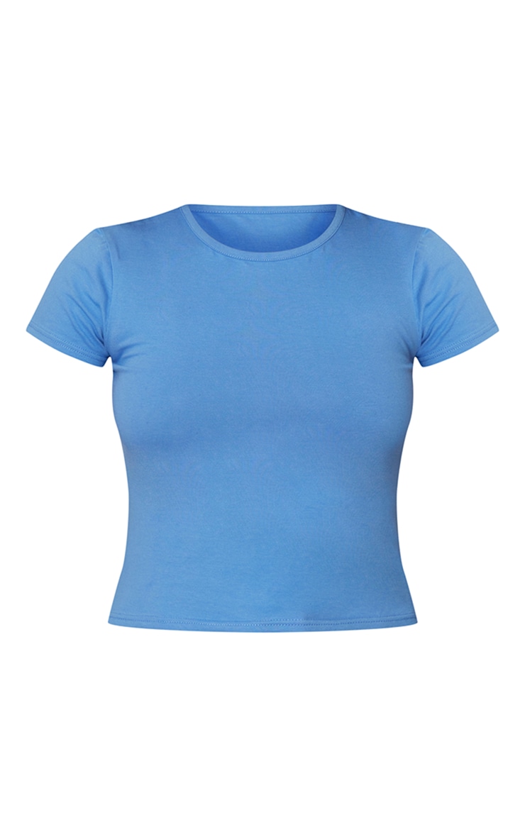 Bright Blue Basic Cotton Short Sleeve T Shirt image 3