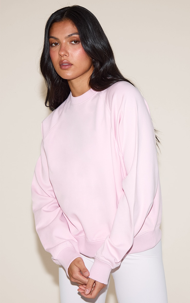 Sweat tissé rose à logo brodé image 1