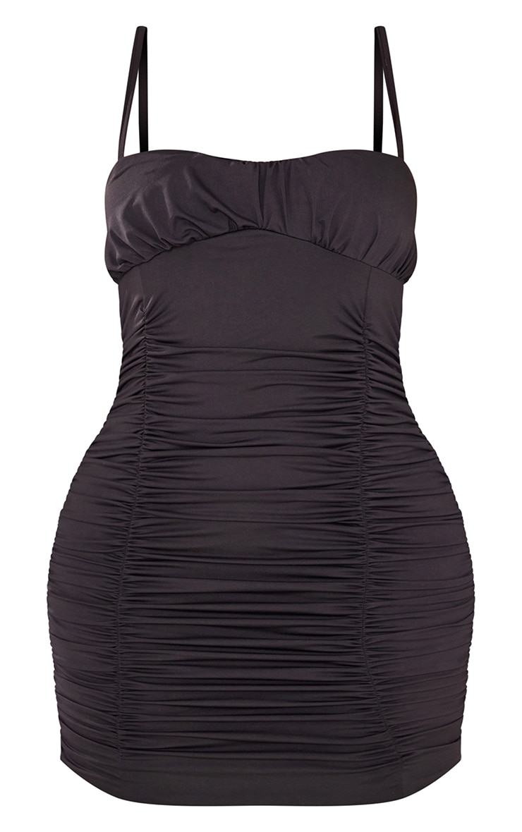 Shape Black Slinky Extreme Ruched Bodycon Dress image 6