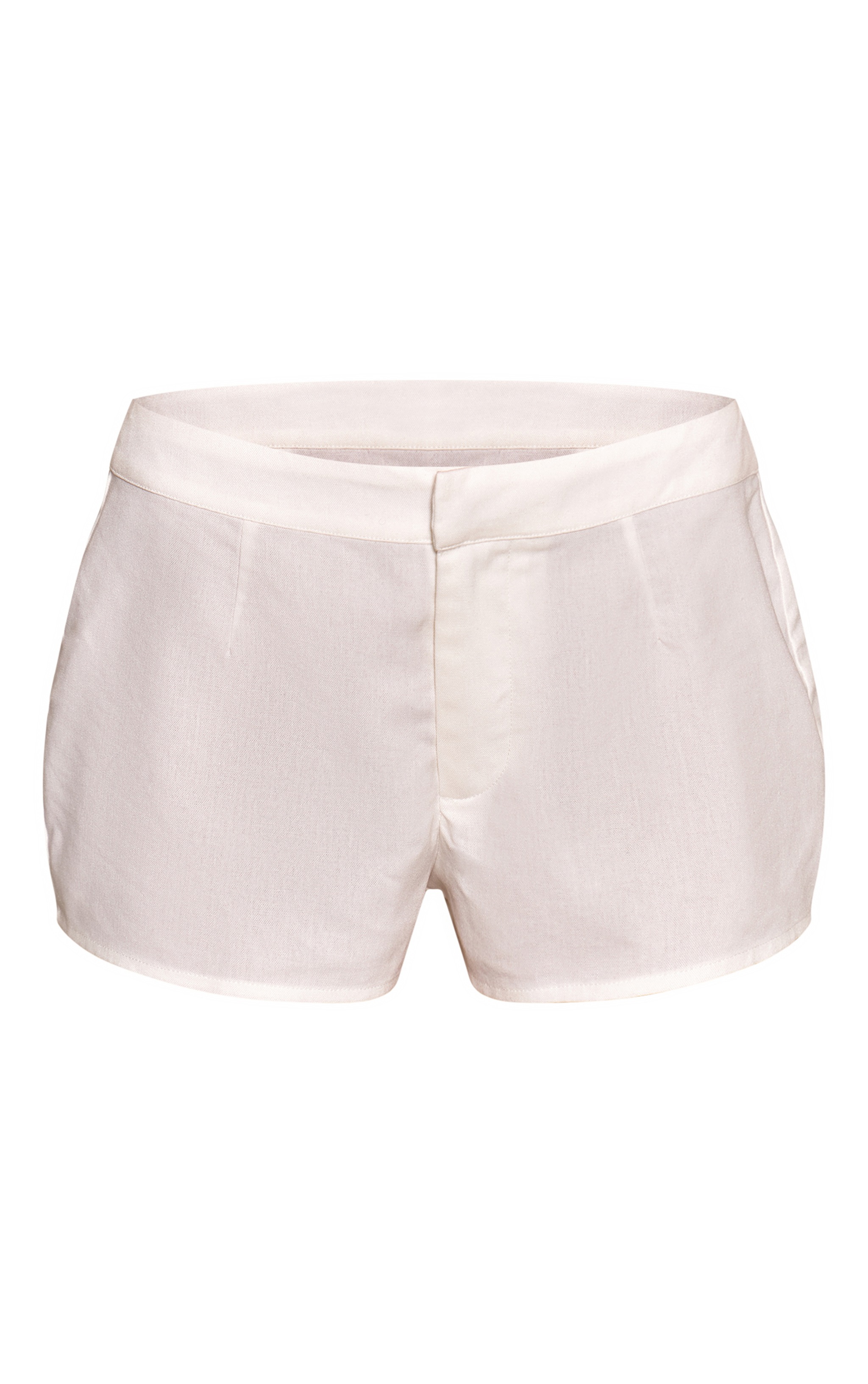 White Linen Look Tailored Shorts image 6