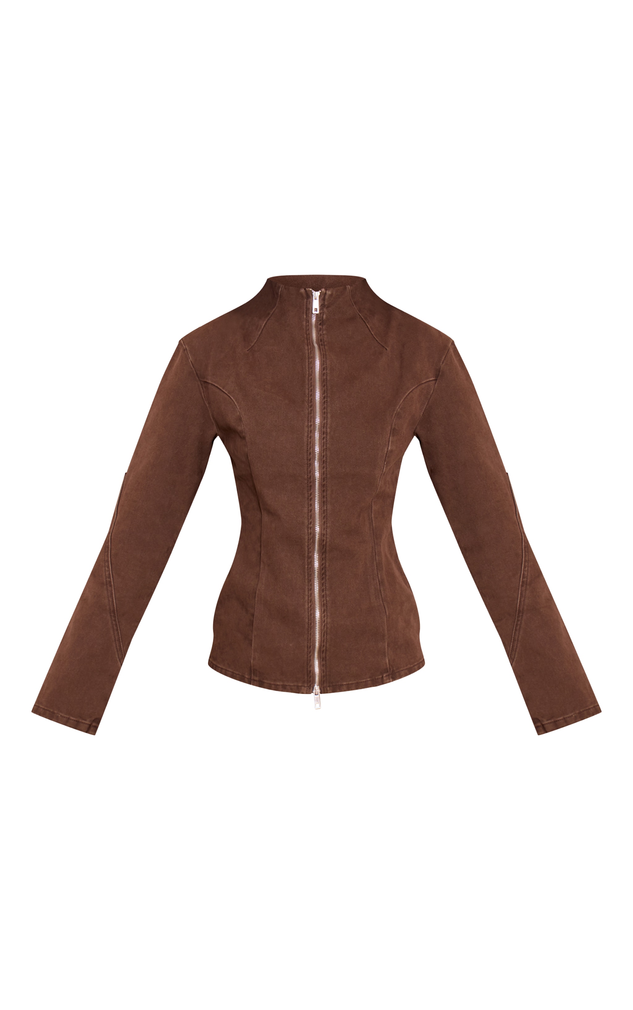 Tall Chocolate Seam Detail High Neck Fitted Jacket image 5