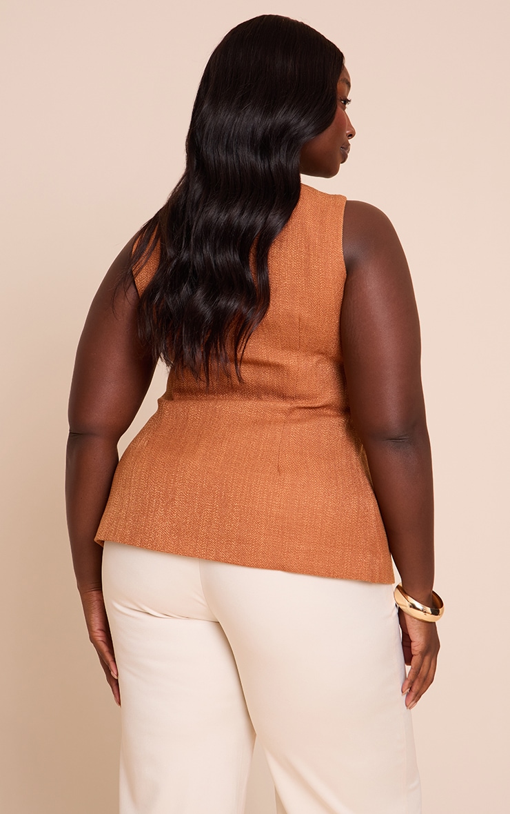 Plus Rust Button Up Sleeveless Waistcoat image 2