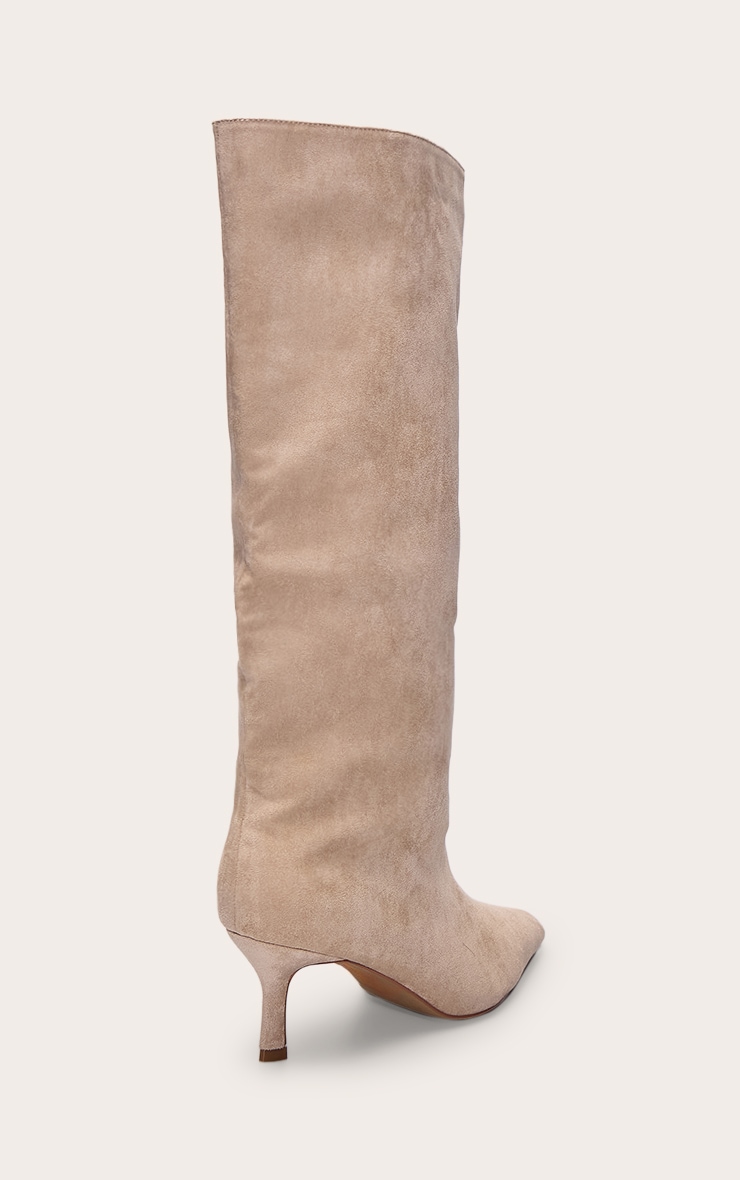 Stone Faux Suede Kitten Heeled Knee High Boot image 4
