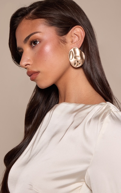Gold Brushed Shell Statement Earrings