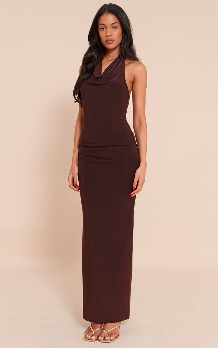 Tall Jupe longue en Sculpt mat chocolat à taille mi-haute image 2