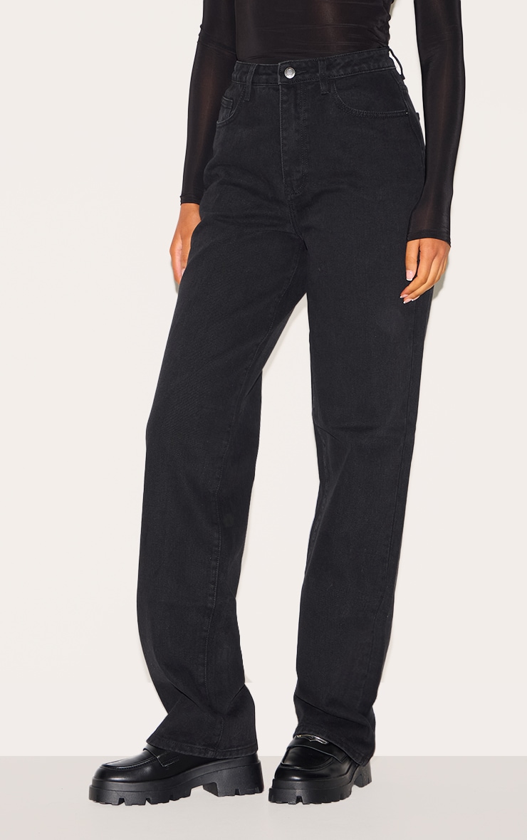 Tall Washed Black Straight Leg Denim Jeans image 2
