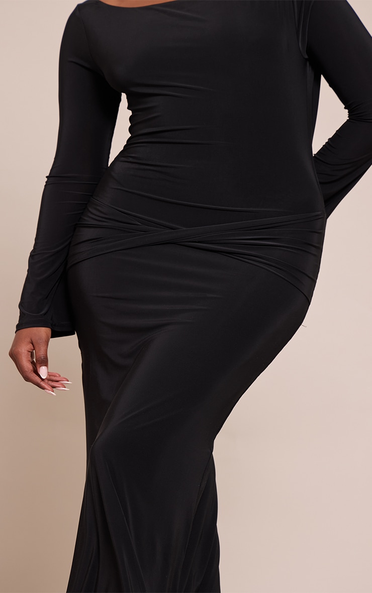 Black Double Slinky Twist Detail Maxi Dress image 4