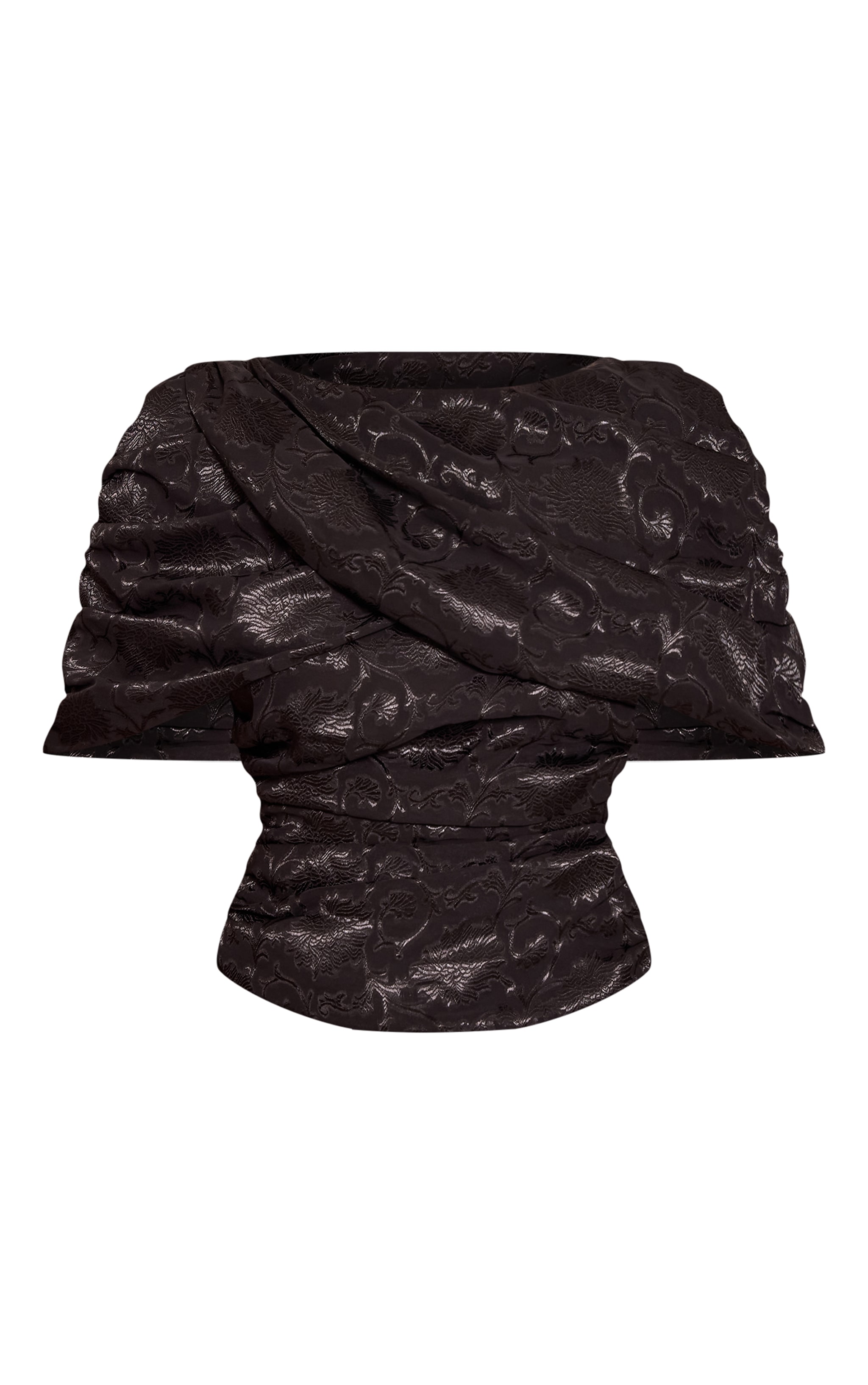 Black Floral Satin Drape Top image 5