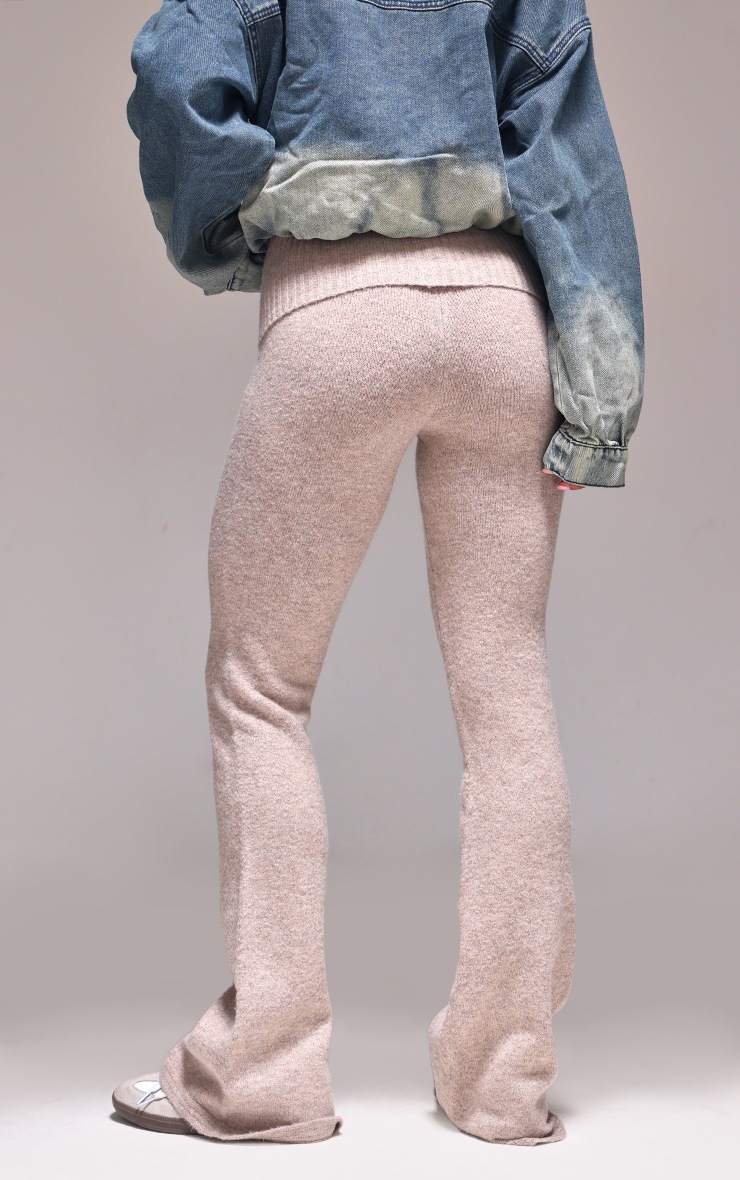Soft Knit Foldover Flare Pants in Cherry
