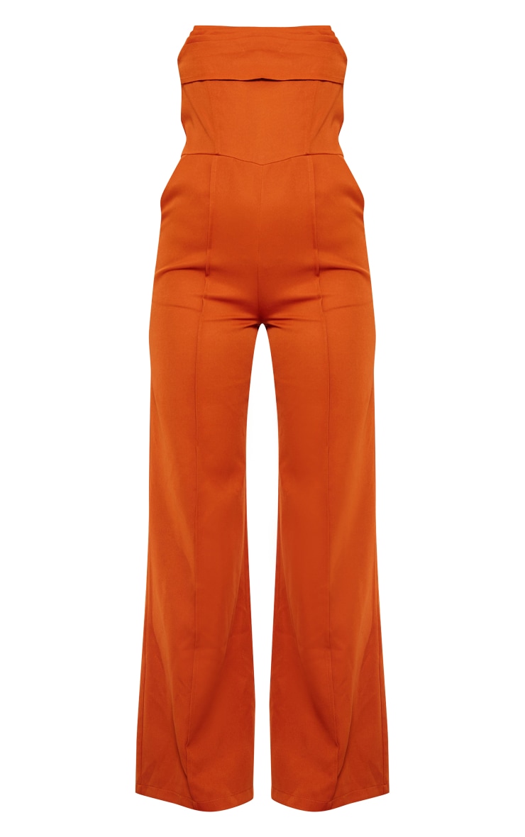 Rust Bandeau Cowl Neck Pocket Detailed Jumpsuit image 5