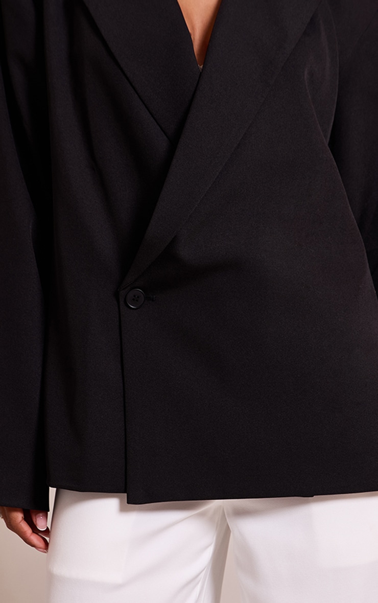 Petite Black Oversized Boxy Crossover Blazer image 4