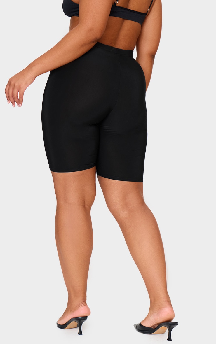 Plus Black Slinky High Waisted Cycle Shorts Plus Size PLT IRE