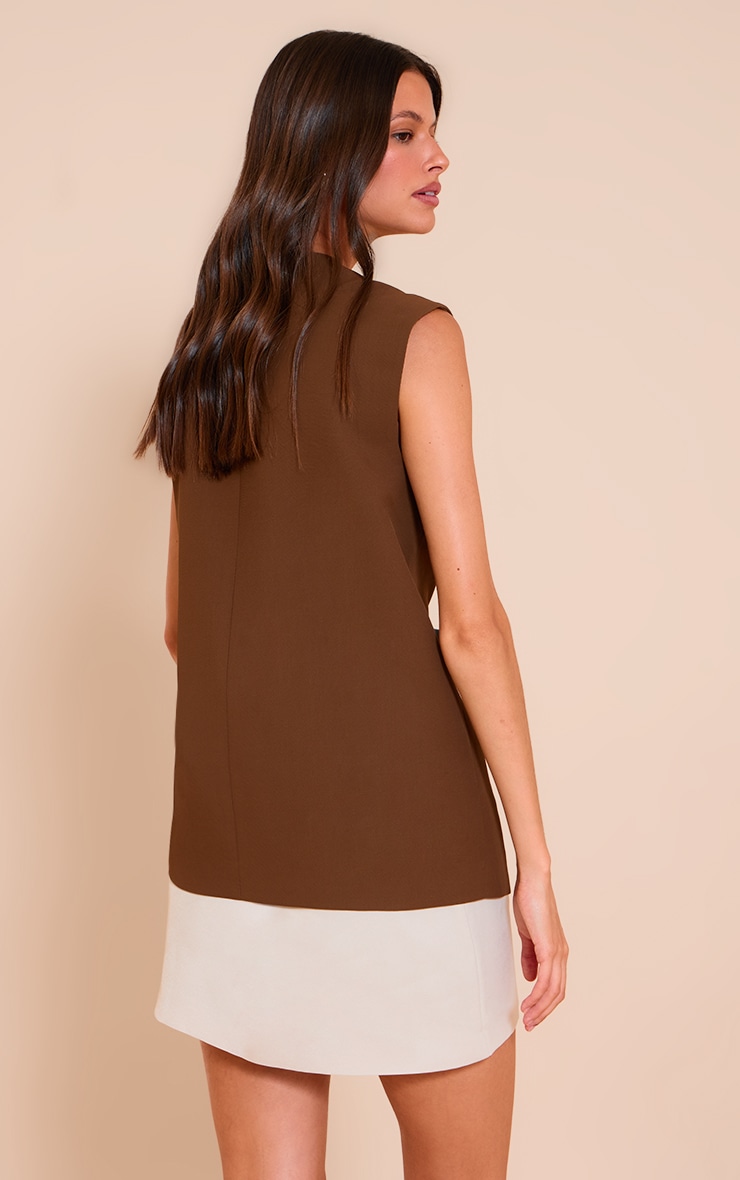 Brown Boxy Oversized Vest image 2