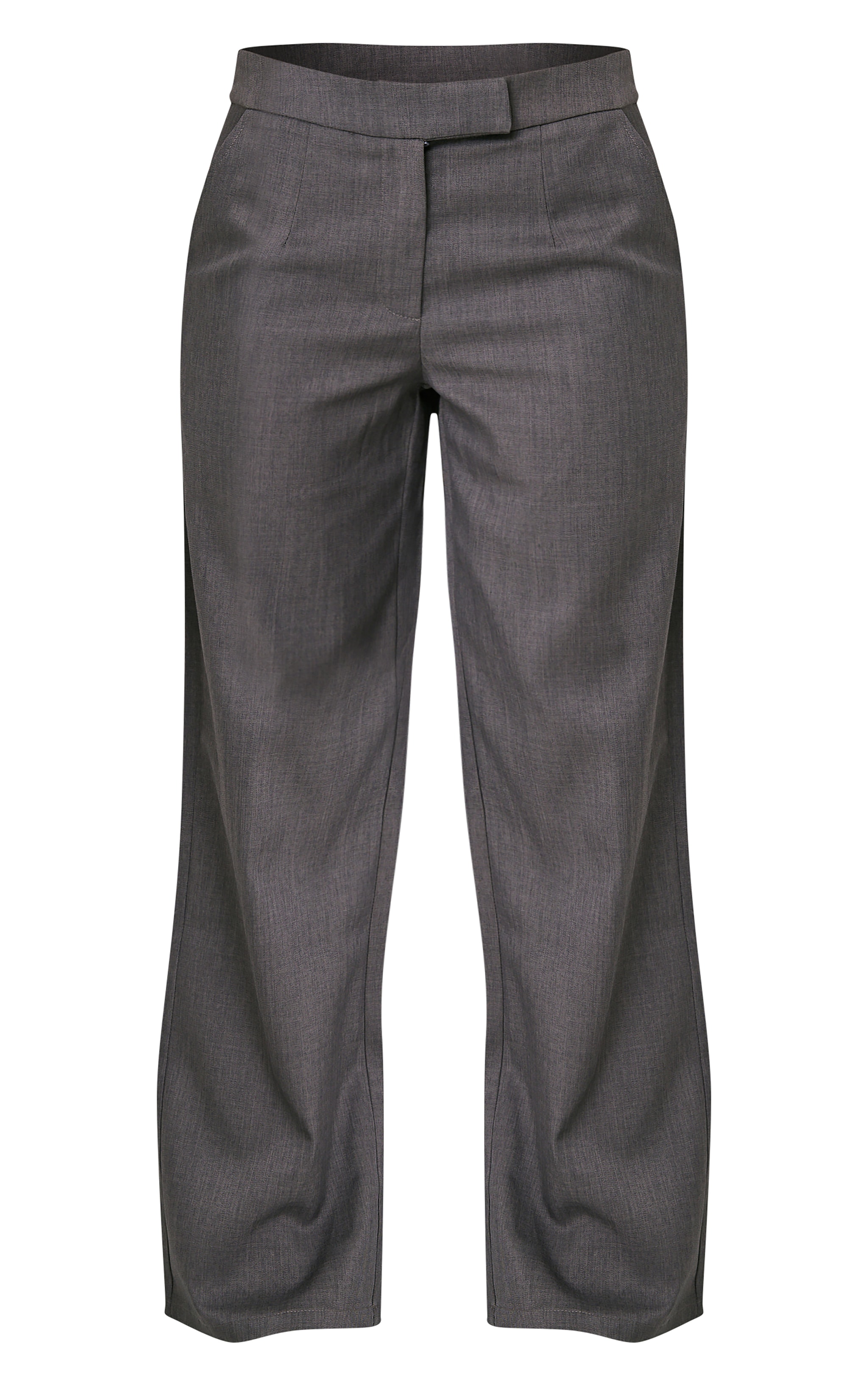 Petite Premium Grey Woven Low Rise Wide Leg Pants image 5