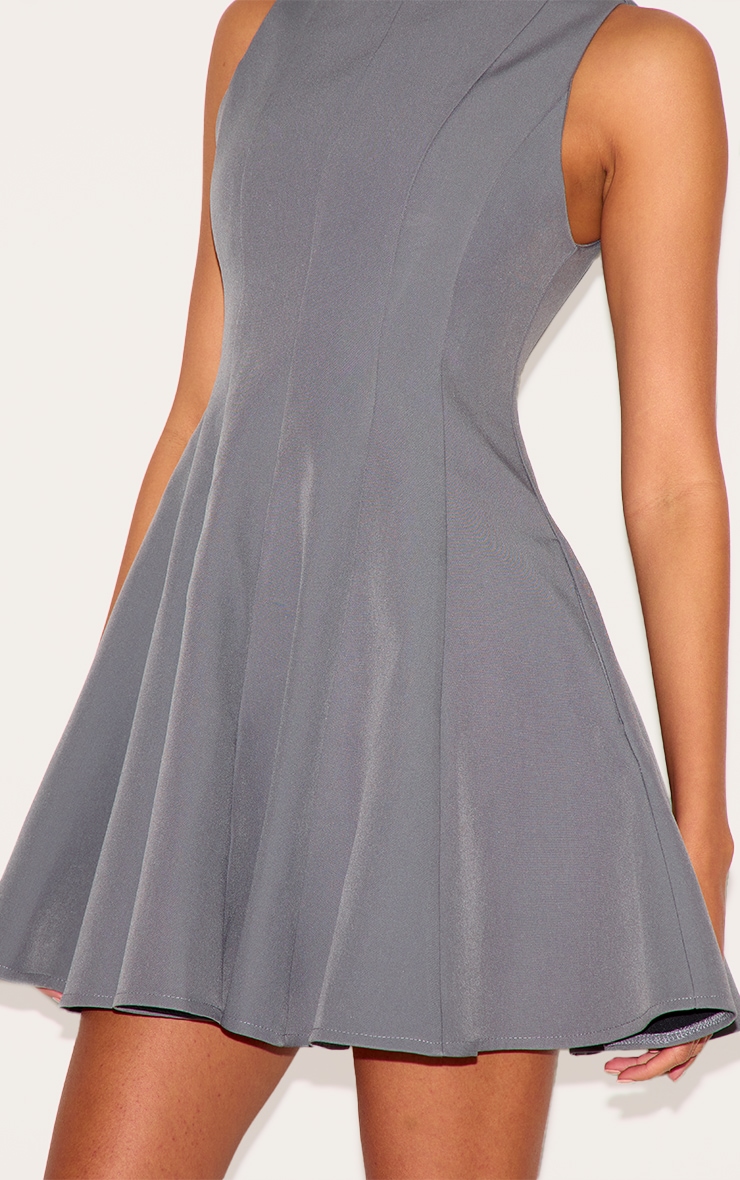 Charcoal Woven Pleated Shift Dress image 4