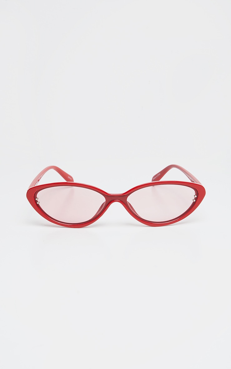 Lunettes de soleil oeil de chat rouges à verres teintés