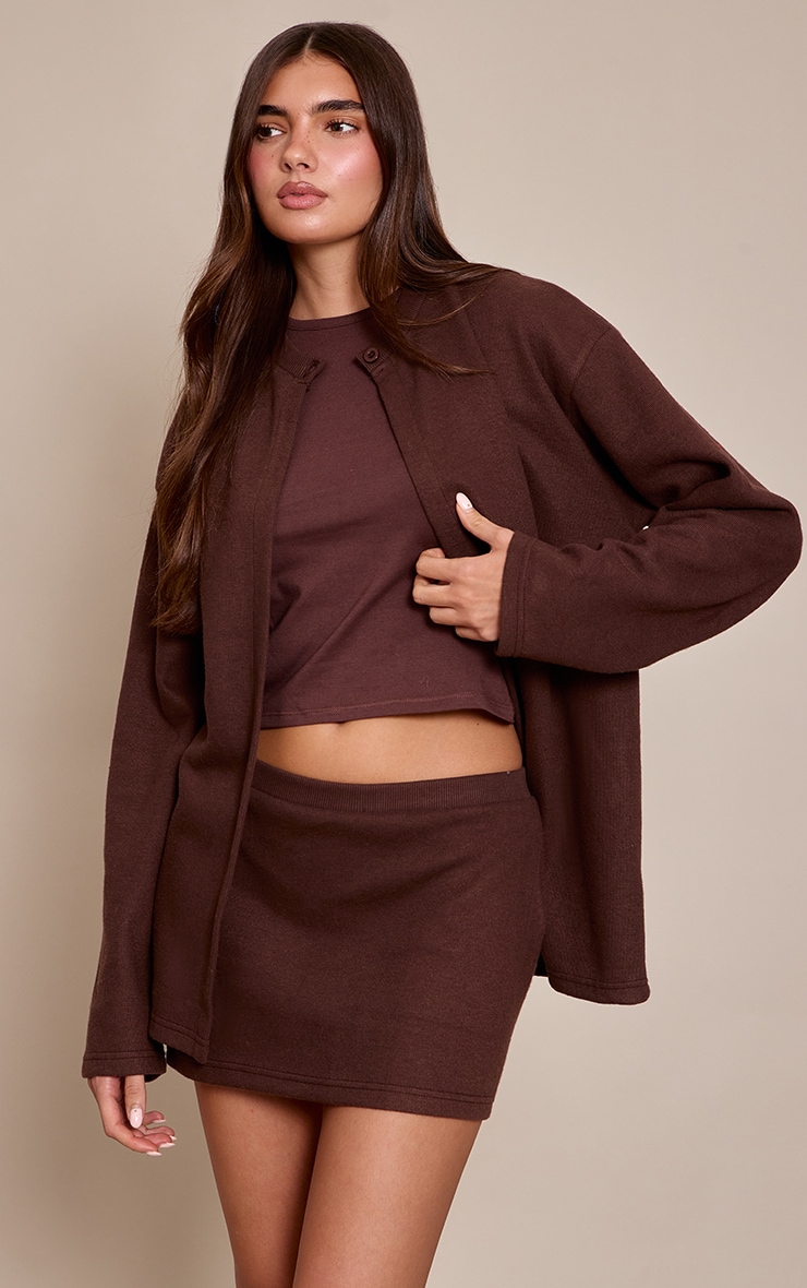 Dark Brown Super Soft Mid Rise Mini Skirt image 2