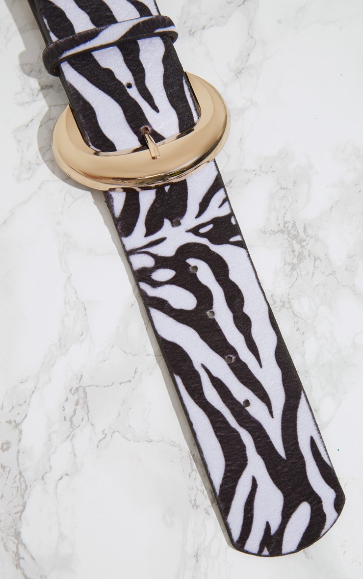 Zebra Print Wide Double Buckle Belt image 6