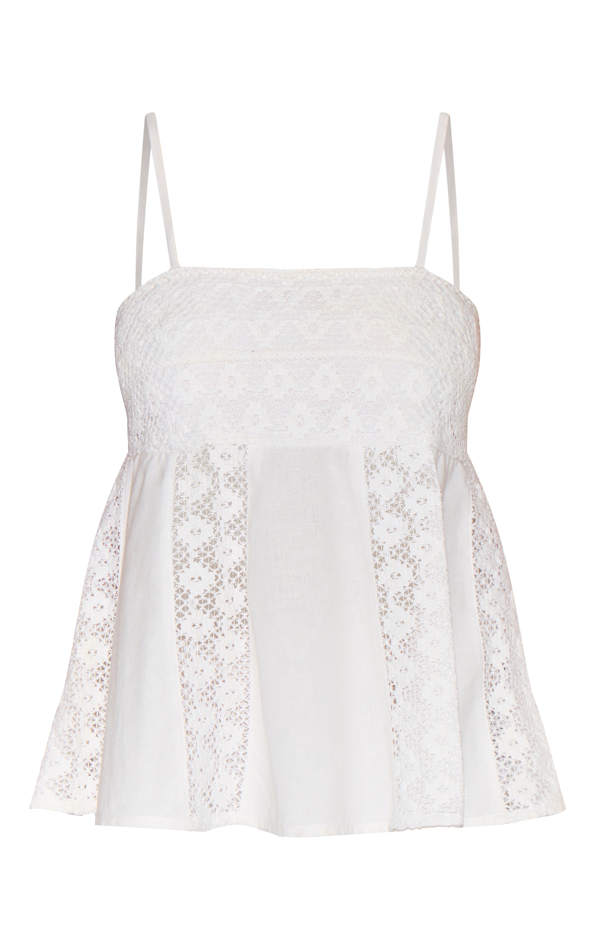 Petite White Linen Look Crochet Side Detail Top image 5