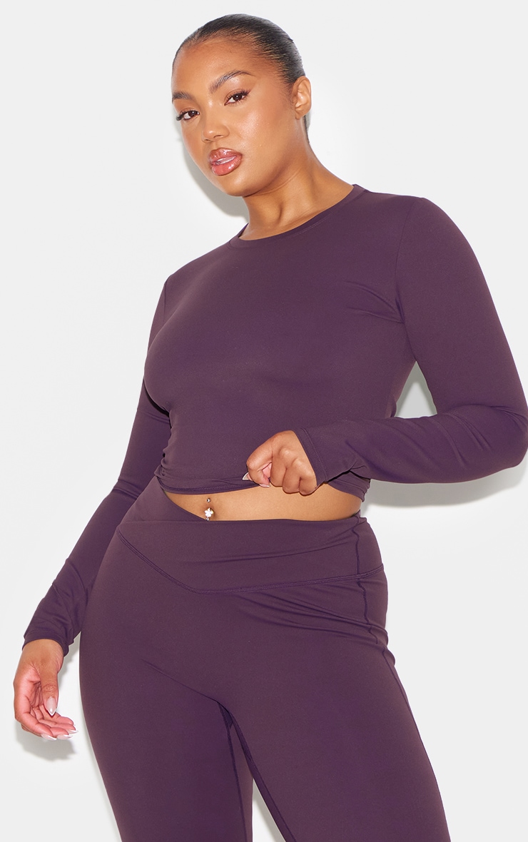 Dark Plum Ultimate Sculpt Long Sleeve Crop Gym Top image 9