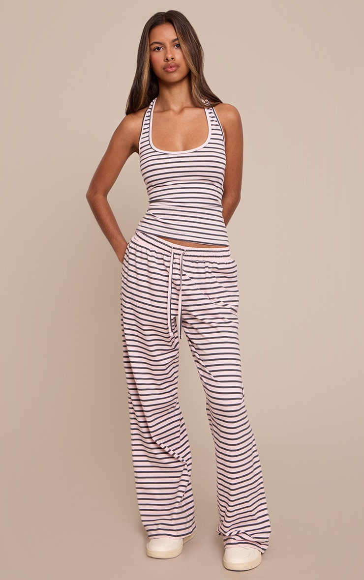 Petite Pink Striped Trousers image 1
