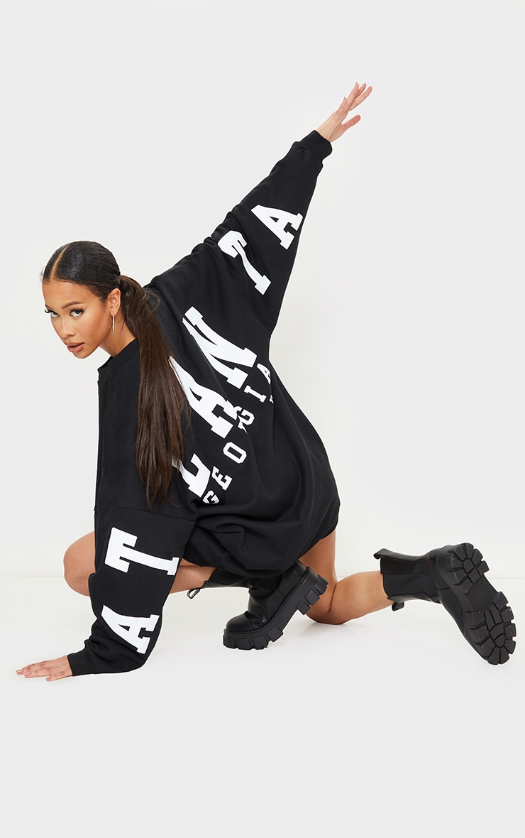 Tall Black Atlanta Georgia Slogan Sweat Jumper Dress