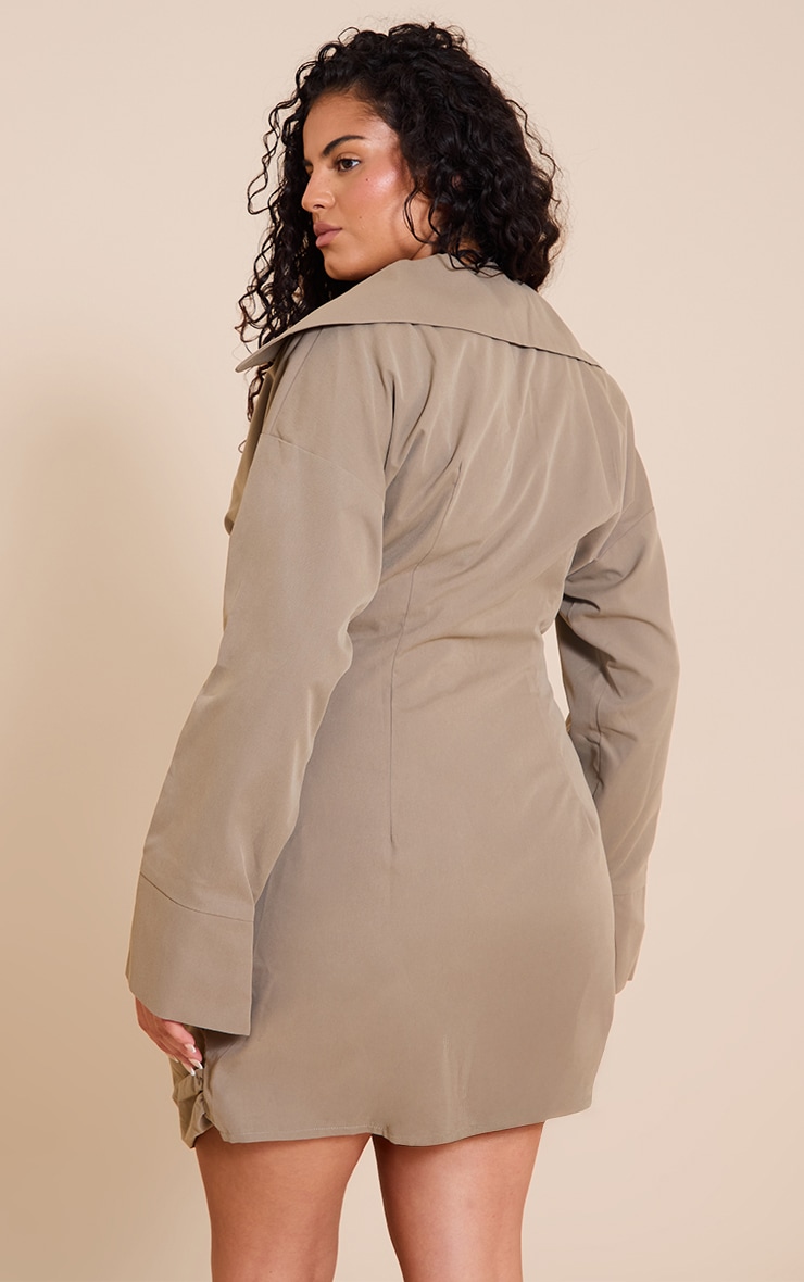 Plus Mushroom Plunge Deep Cuff Shirt Dress image 2