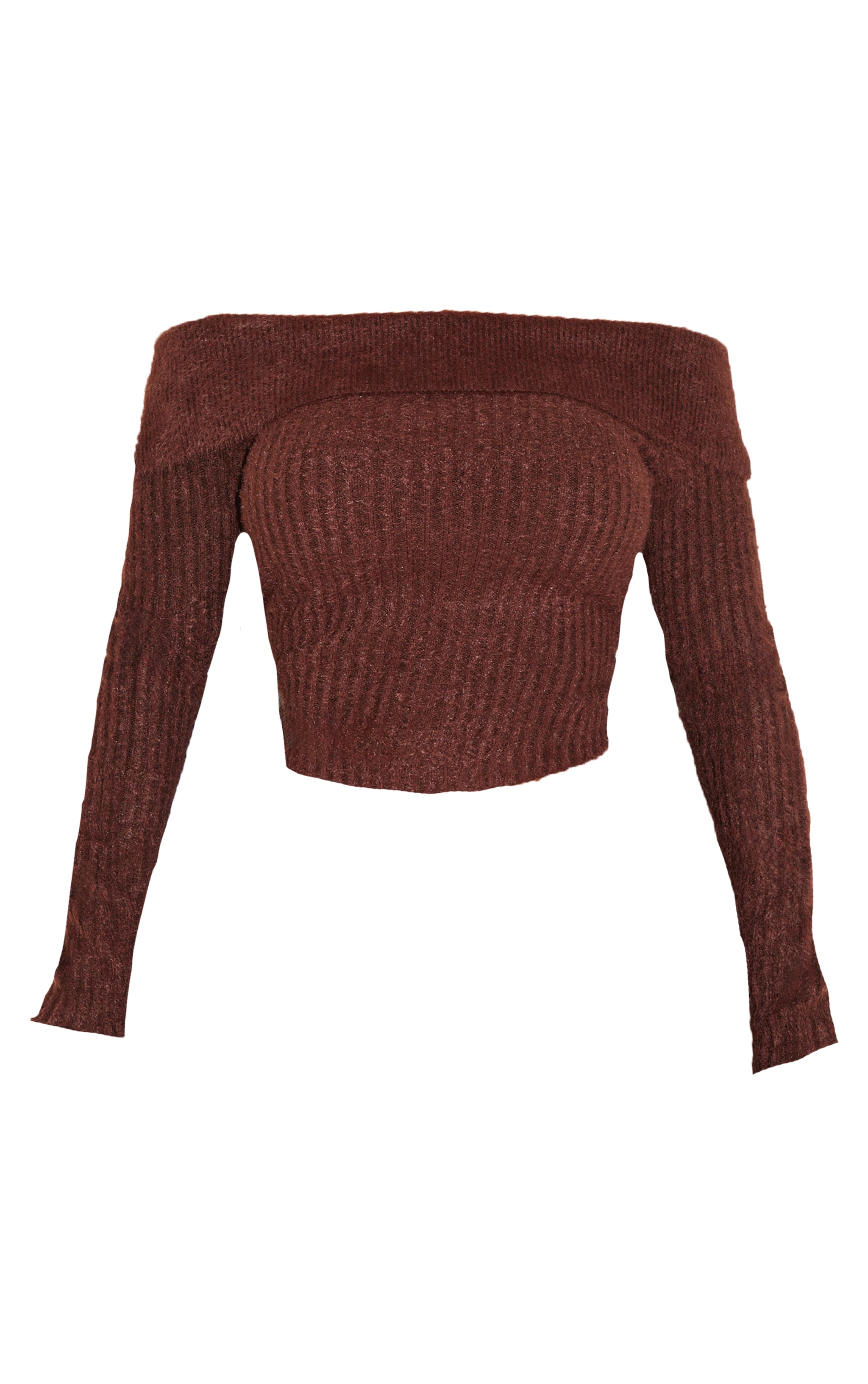 Shape Top en maille tricot côtelée marron replié image 5