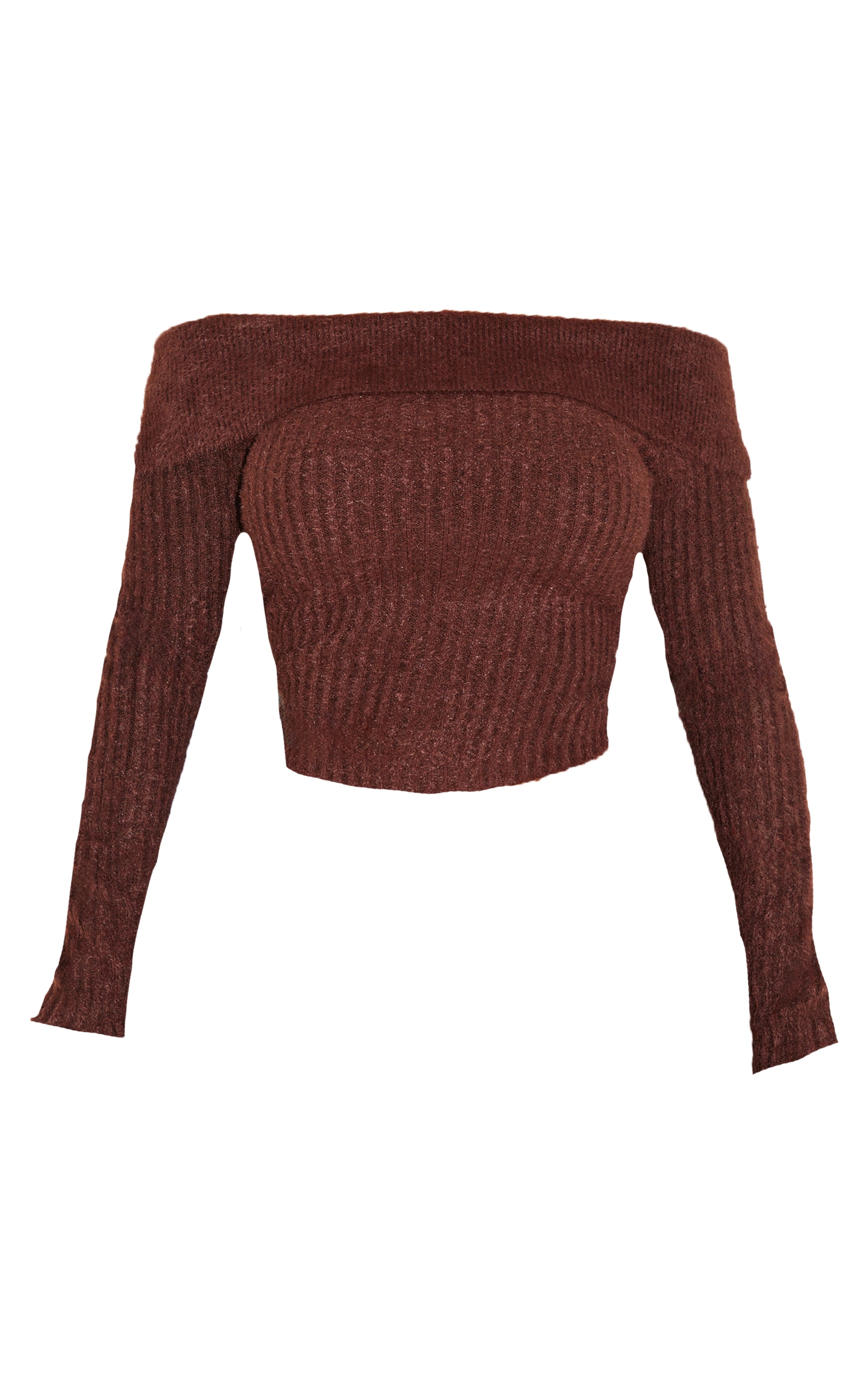 Shape Brown Fold Over Rib Knit Top image 5