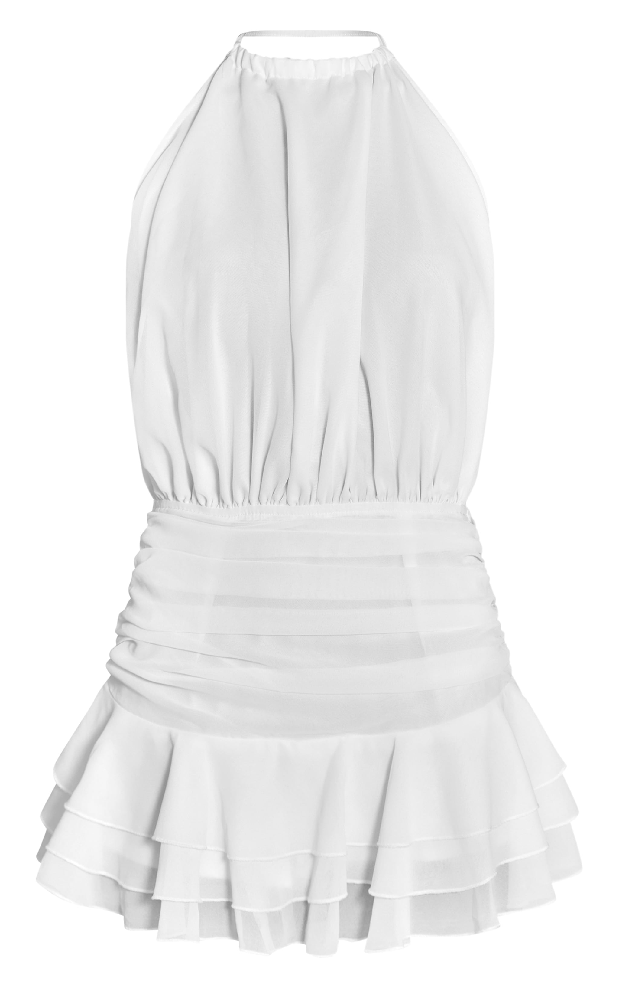White Chiffon High Neck Frill Romper image 5