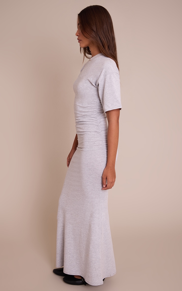 Grey Jersey Cinched T-Shirt Maxi Dress image 3