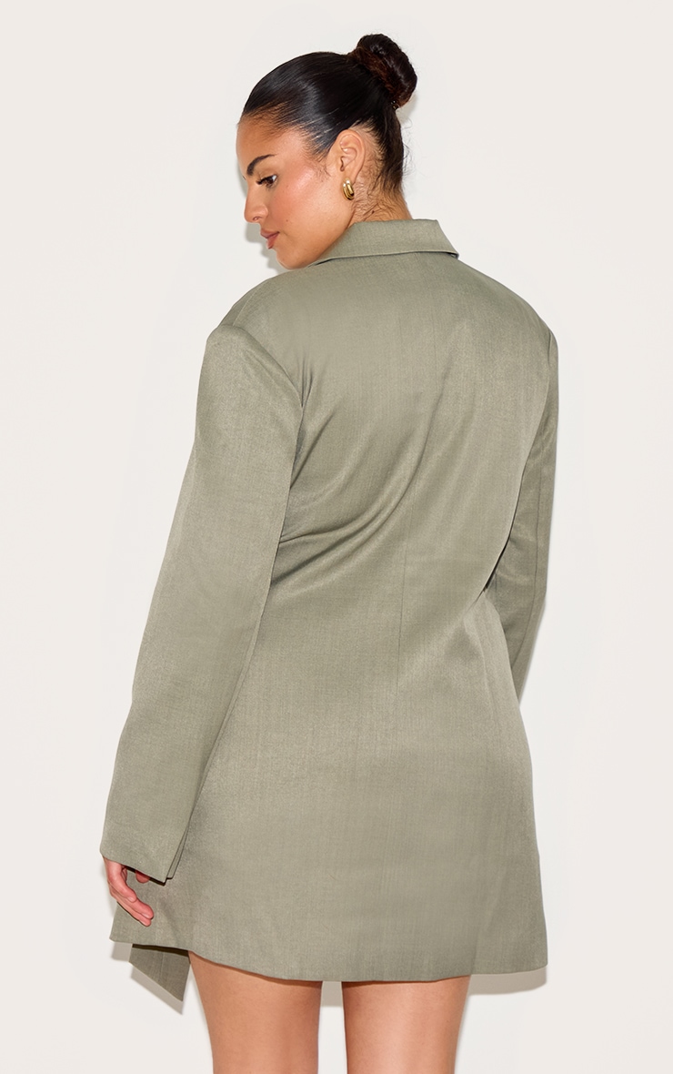 Plus Grey Woven Bazer Side Tie Mini Dress image 2
